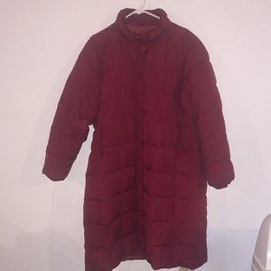 LAND’S END LONG RED DOWN PUFFER COAT XL 18 20